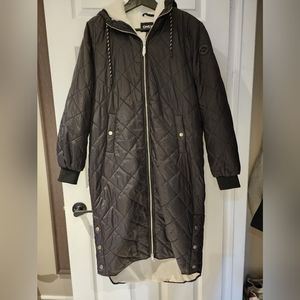 Long Quilted Coat with Hood